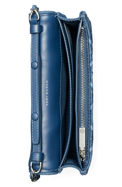 Tory Burch Fleming Soft Denim Wallet On A Chain In Denim