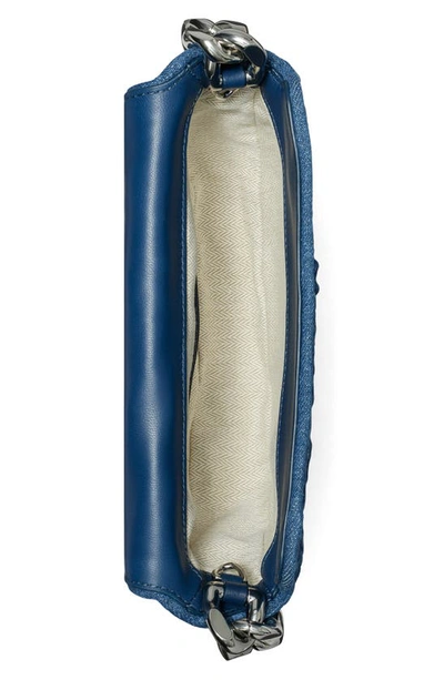 Tory Burch Mini Fleming Soft Denim Crescent Bag In Denim