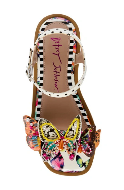 Shop Betsey Johnson Kids' Dacie Ankle Strap Sandal In White/ Butterfly Multi