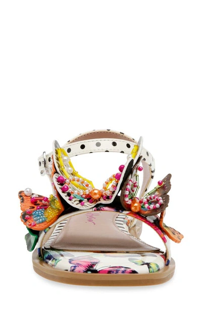 Shop Betsey Johnson Kids' Dacie Ankle Strap Sandal In White/ Butterfly Multi