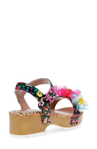 Shop Betsey Johnson Kids' Oakly Ankle Strap Platform Sandal In Black/ Pink Multi