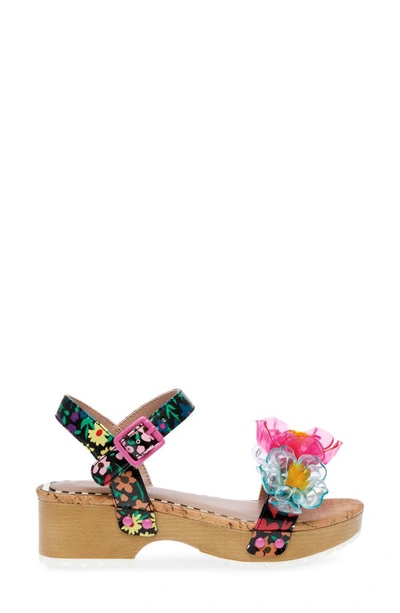 Shop Betsey Johnson Kids' Oakly Ankle Strap Platform Sandal In Black/ Pink Multi