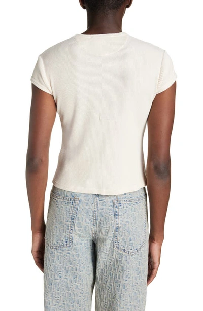 Shop Acne Studios Waffle Knit Cotton T-shirt In Soft Pink
