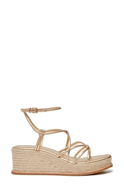 Paige Julia Ankle Strap Espadrille Platform Wedge Sandal In Dark Gold