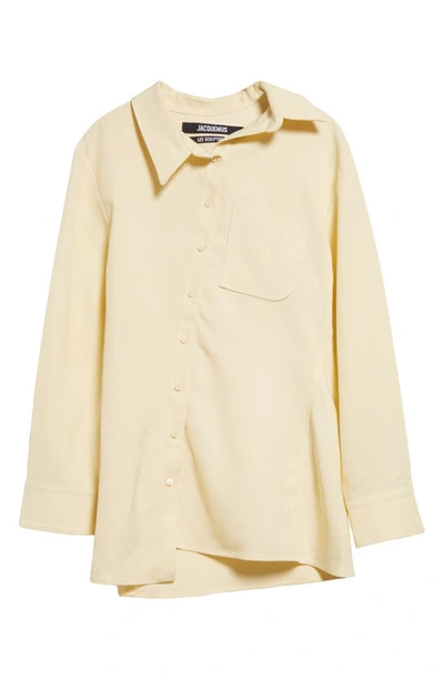 Shop Jacquemus La Chemise Pablo Asymmetric Button-up Shirt In Pale Yellow