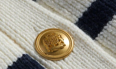 Shop Vineyard Vines Stripe Cotton & Cashmere Cardigan In Nautical Navy