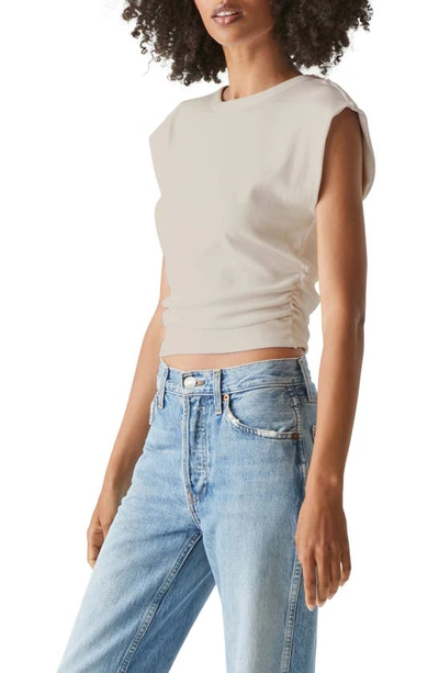 Shop Michael Stars Joni Power Shoulder Rib Top In Cement