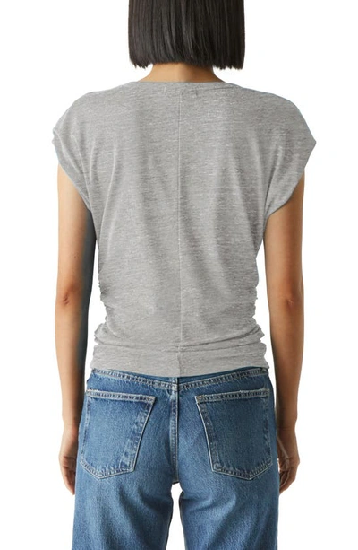 Michael Stars Joni Shoulder Pad Rib Top In Heather Grey