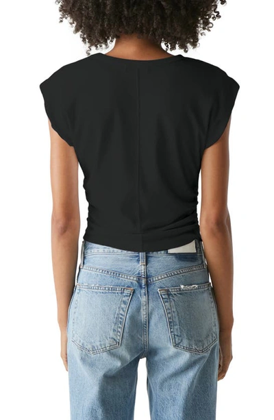 Michael Stars Joey Crewneck Power Top In Black