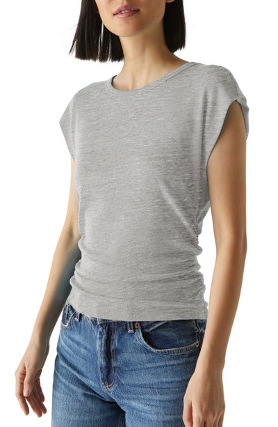 Michael Stars Joni Shoulder Pad Rib Top In Heather Grey