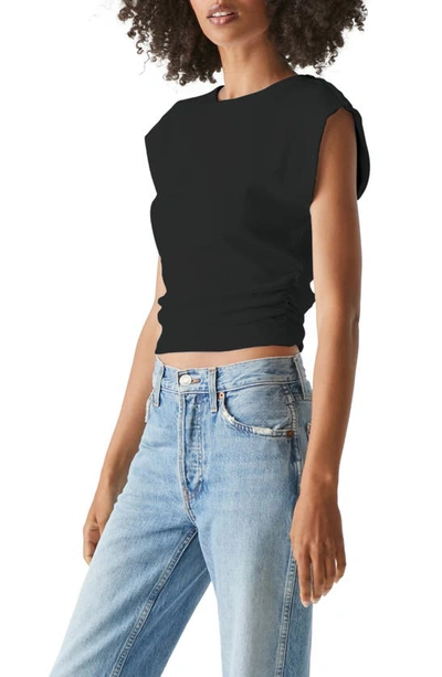 Michael Stars Joey Crewneck Power Top In Black
