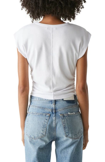 Michael Stars Joni Shoulder Pad Rib Top In White