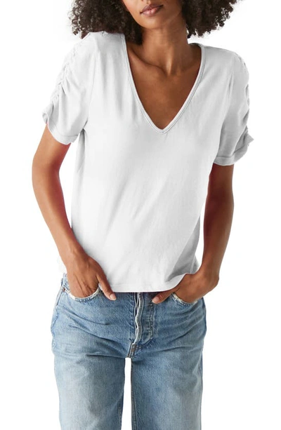 Shop Michael Stars Josie V-neck Shirt In White