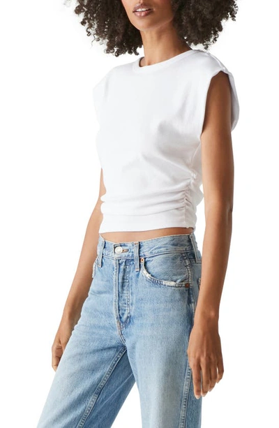 Michael Stars Joni Shoulder Pad Rib Top In White
