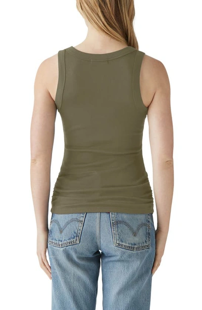 Shop Michael Stars Blanche Side Ruched Tank In Olive