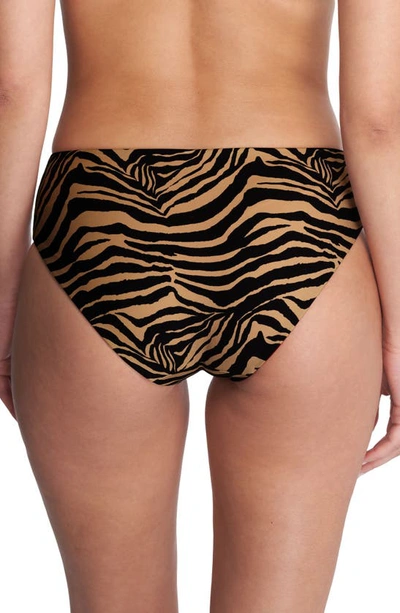 Shop Natori Reversible Bikini Bottoms In Camel Zebra / Poinsettia