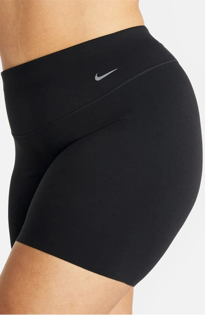 Shop Nike Zenfy Gentle Support High Waist Bike Shorts In Black/ Black