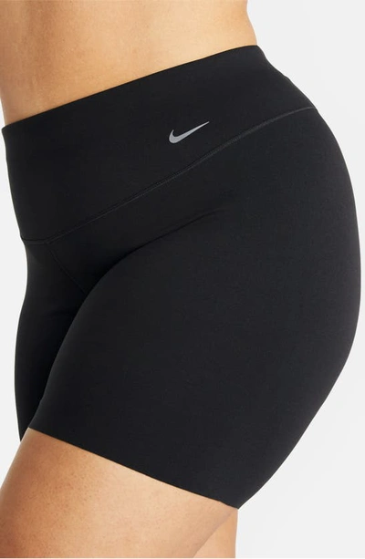 Nike Women's Zenvy Gentle-support High-waisted 8" Biker Shorts (plus Size) In Black/ Black