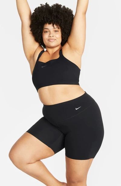 Nike Women's Zenvy Gentle-support High-waisted 8" Biker Shorts (plus Size) In Black/ Black