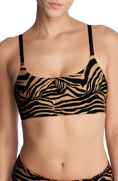 Shop Natori Reversible Bikini Top In Camel Zebra / Poinsettia