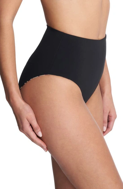 Shop Natori Reversible High Waist Bikini Bottoms In Luxe Leopard / Black