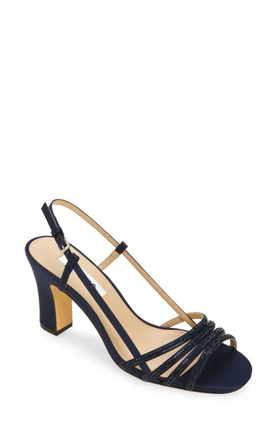 Shop Nina Avaley Slingback Sandal In New Navy Luster Satin