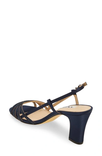 Nina Avaley Slingback Sandal In New Navy Luster Satin