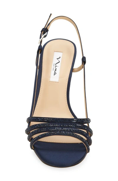 Shop Nina Avaley Slingback Sandal In New Navy Luster Satin