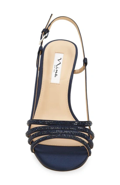 Nina Avaley Slingback Sandal In New Navy Luster Satin