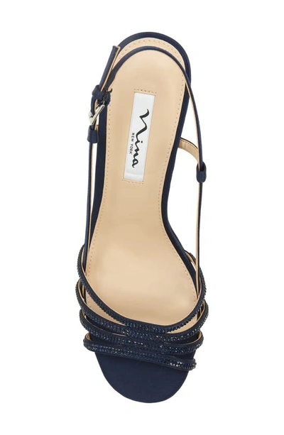 Nina Avaley Slingback Sandal In New Navy Luster Satin