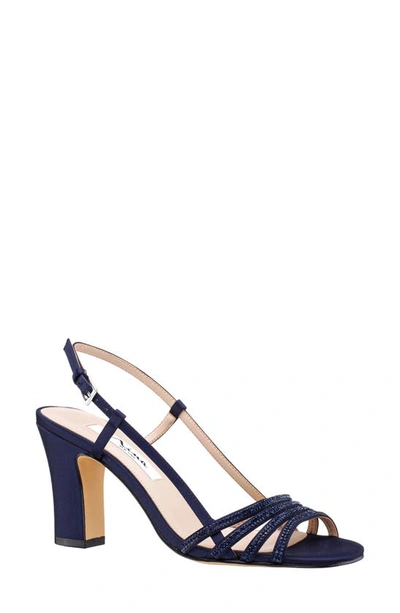 Shop Nina Avaley Slingback Sandal In New Navy Luster Satin