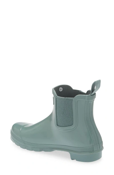 Hunter Original Gloss Waterproof Chelsea Boot In Sweet Gale Green
