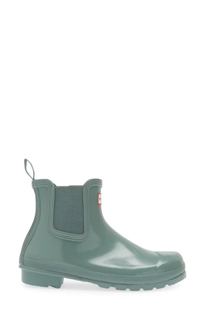 Shop Hunter Original Gloss Waterproof Chelsea Boot In Sweet Gale Green