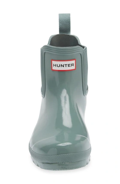 Shop Hunter Original Gloss Waterproof Chelsea Boot In Sweet Gale Green