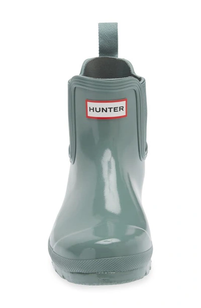 Hunter Original Gloss Waterproof Chelsea Boot In Sweet Gale Green