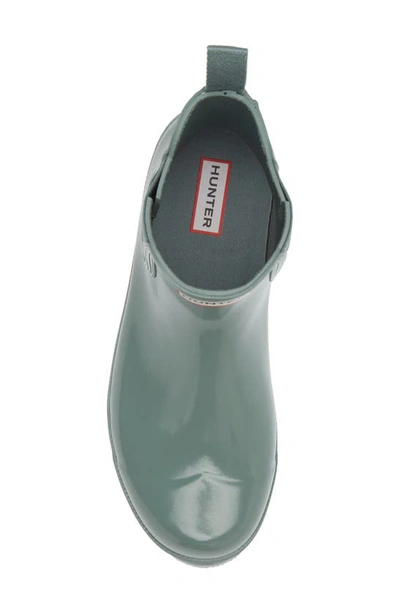 Hunter Original Gloss Waterproof Chelsea Boot In Sweet Gale Green
