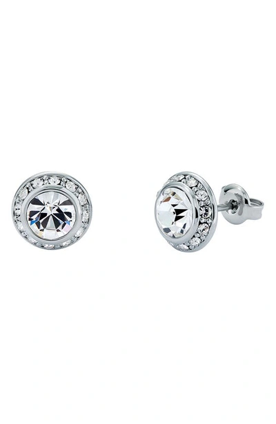 Ted Baker Soletia Solitaire Crystal Halo Stud Earrings In Silver Tone Clear Crystal
