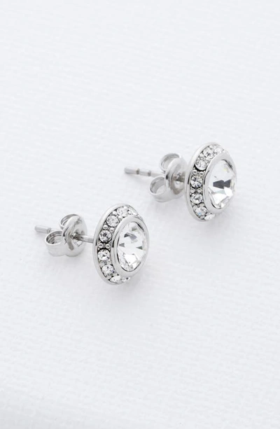 Ted Baker Soletia Solitaire Crystal Halo Stud Earrings In Silver Tone Clear Crystal
