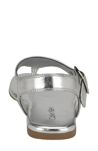 Calvin Klein Moraca Ankle Strap Sandal In Silver