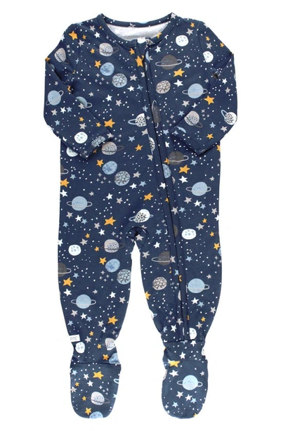 Shop Ruggedbutts Out Of This World Fitted One-piece Footie Pajamas In Navy