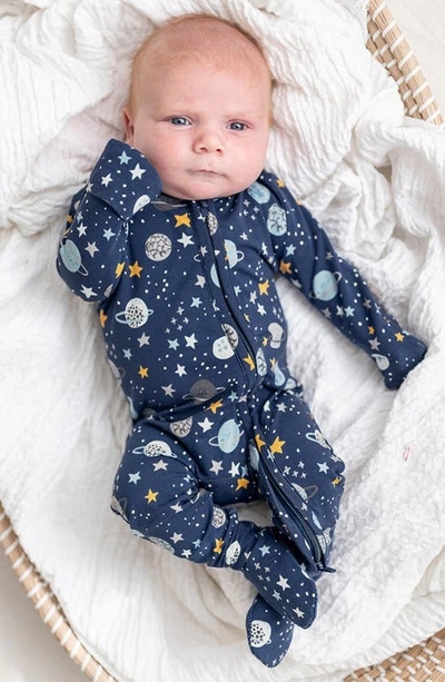 Shop Ruggedbutts Out Of This World Fitted One-piece Footie Pajamas In Navy