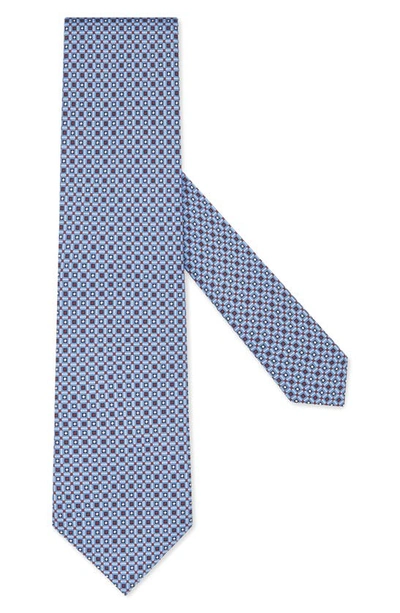 Shop Zegna Geometric Silk Tie In Light Blue/red