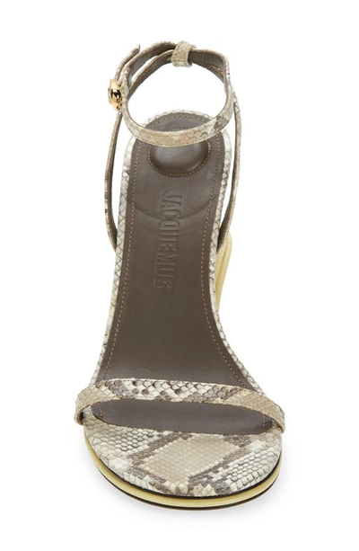 Shop Jacquemus Double Ankle Strap Sandal In Python Beige/ Pale Yellow 1jl
