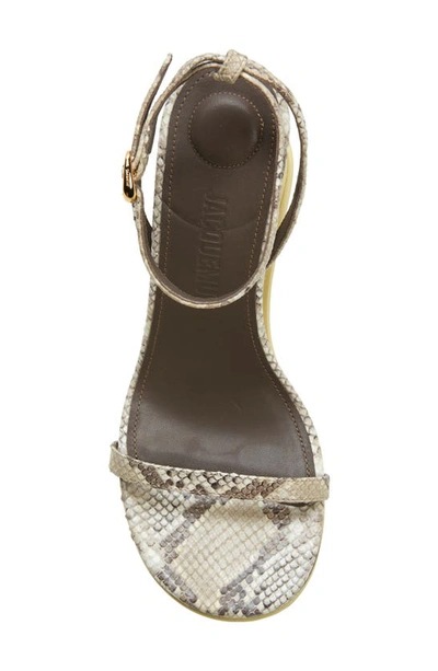 Shop Jacquemus Double Ankle Strap Sandal In Python Beige/ Pale Yellow 1jl