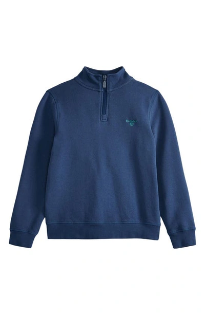 Shop Barbour Kids' Myles Quarter Zip Sweatshirt In Dark Denim