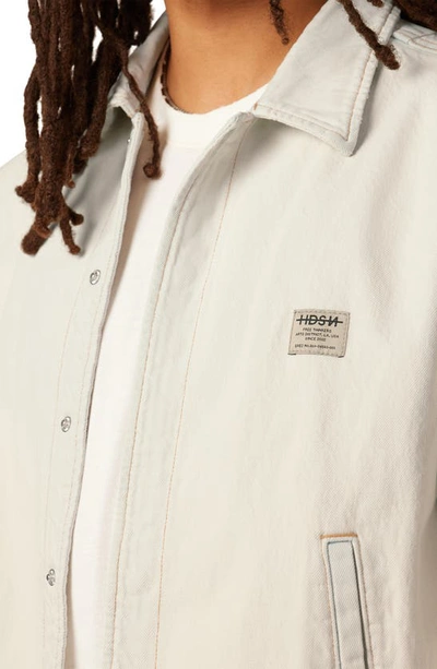 Shop Hudson Crop Denim Coach's Jacket In Sand Strip