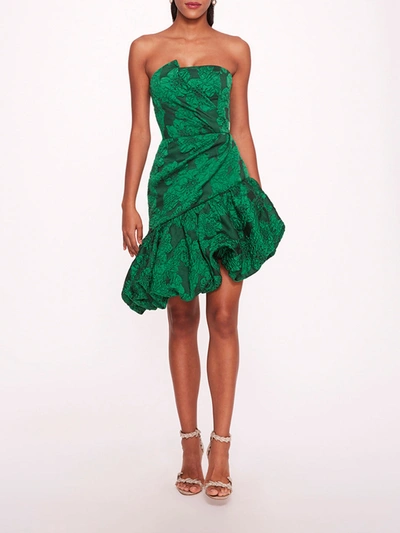 Shop Marchesa Calathea Mini Dress In Emerald