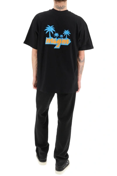 Shop Msgm Raised Logo Print T Shirt In Black