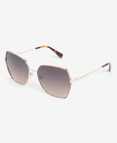 Shop Kenneth Cole Metal Geometric Sunglasses In Gold