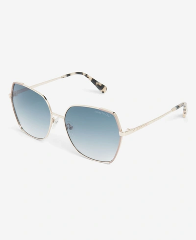 Shop Kenneth Cole Metal Geometric Sunglasses In Shiny Gold